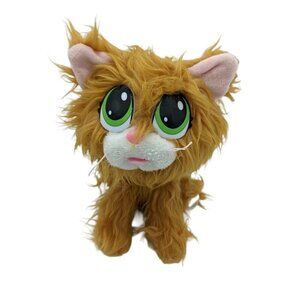 Kidz delight cat plush  stuffed animal green eyes brown ‎ 10"
